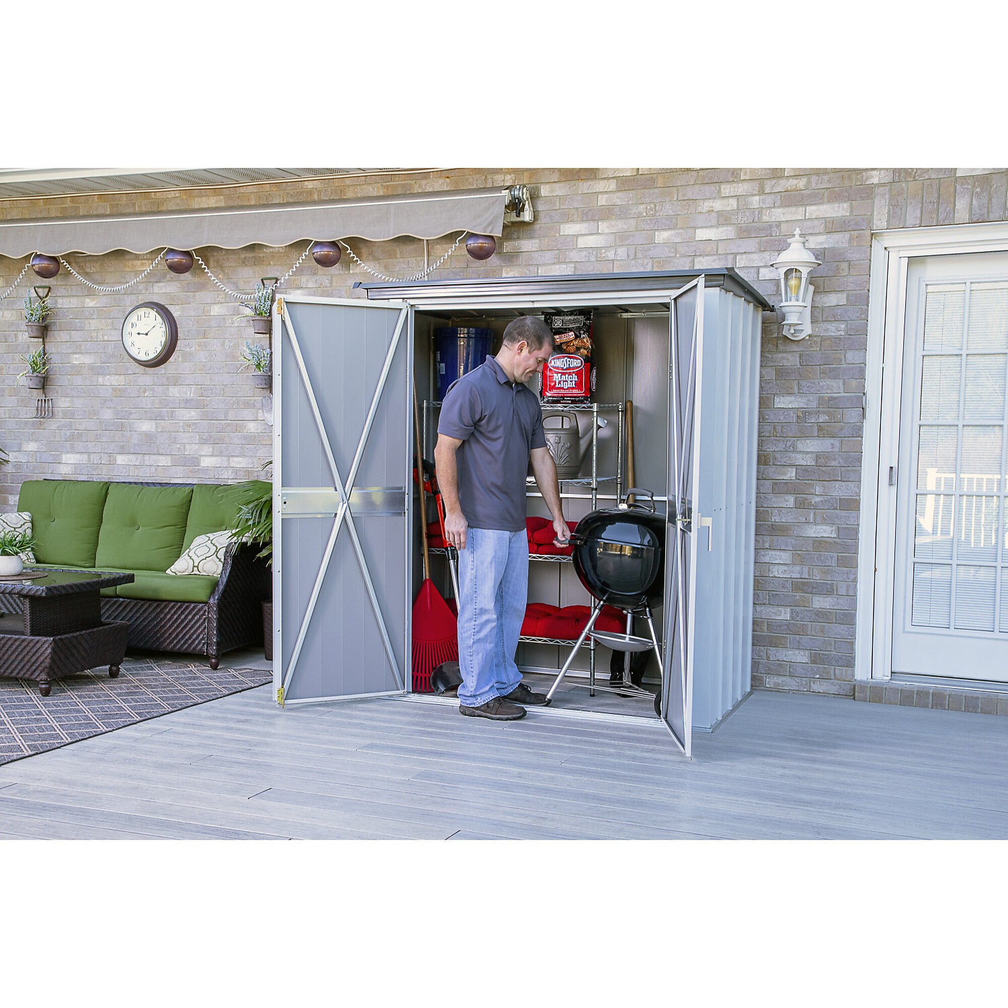 Arrow Storage Products, Spacemaker Shed 5x3 Flute Grey Anthracite, Length 5 ft, Width 3 ft, Model# PS53
